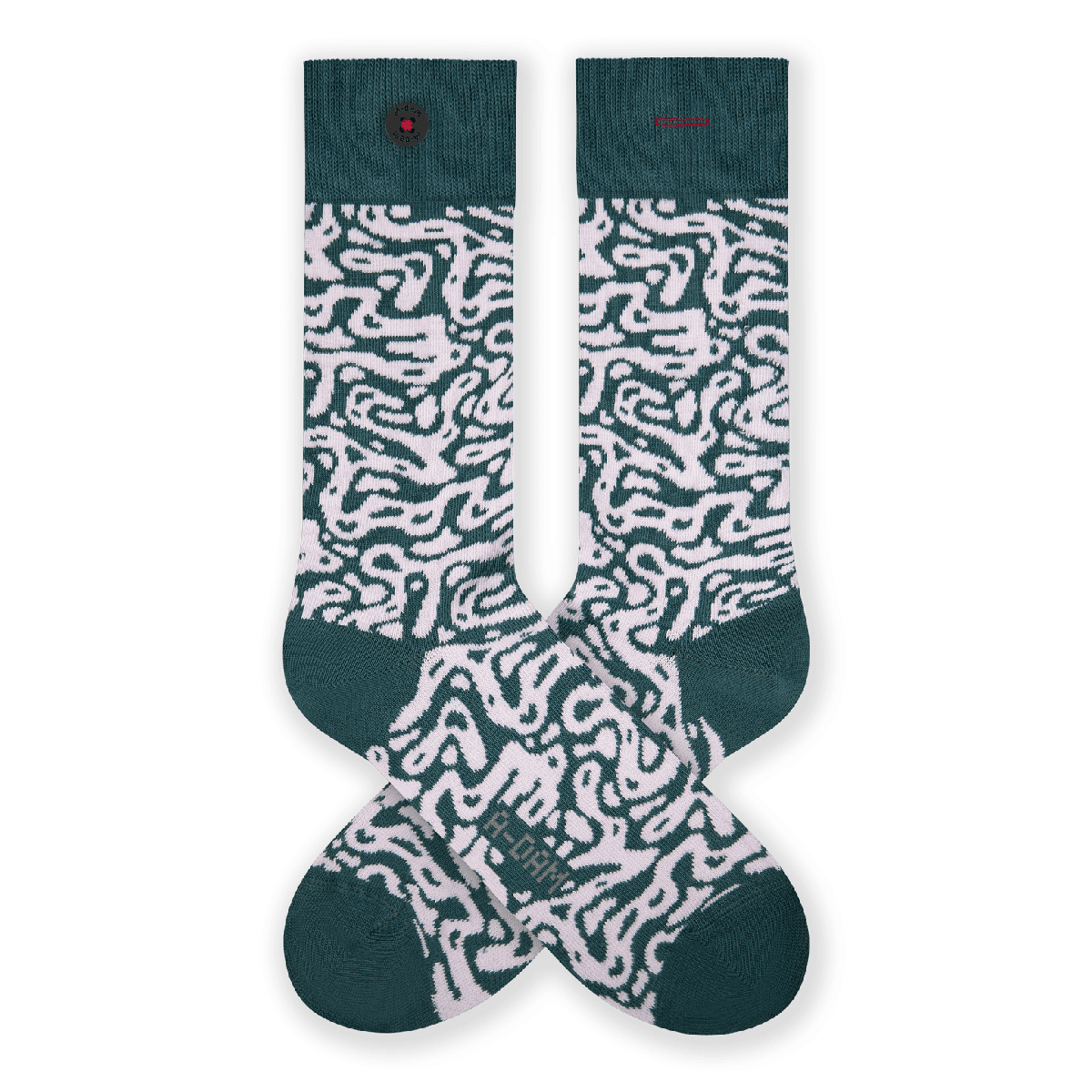 Socken mit eingestrickten Motiven