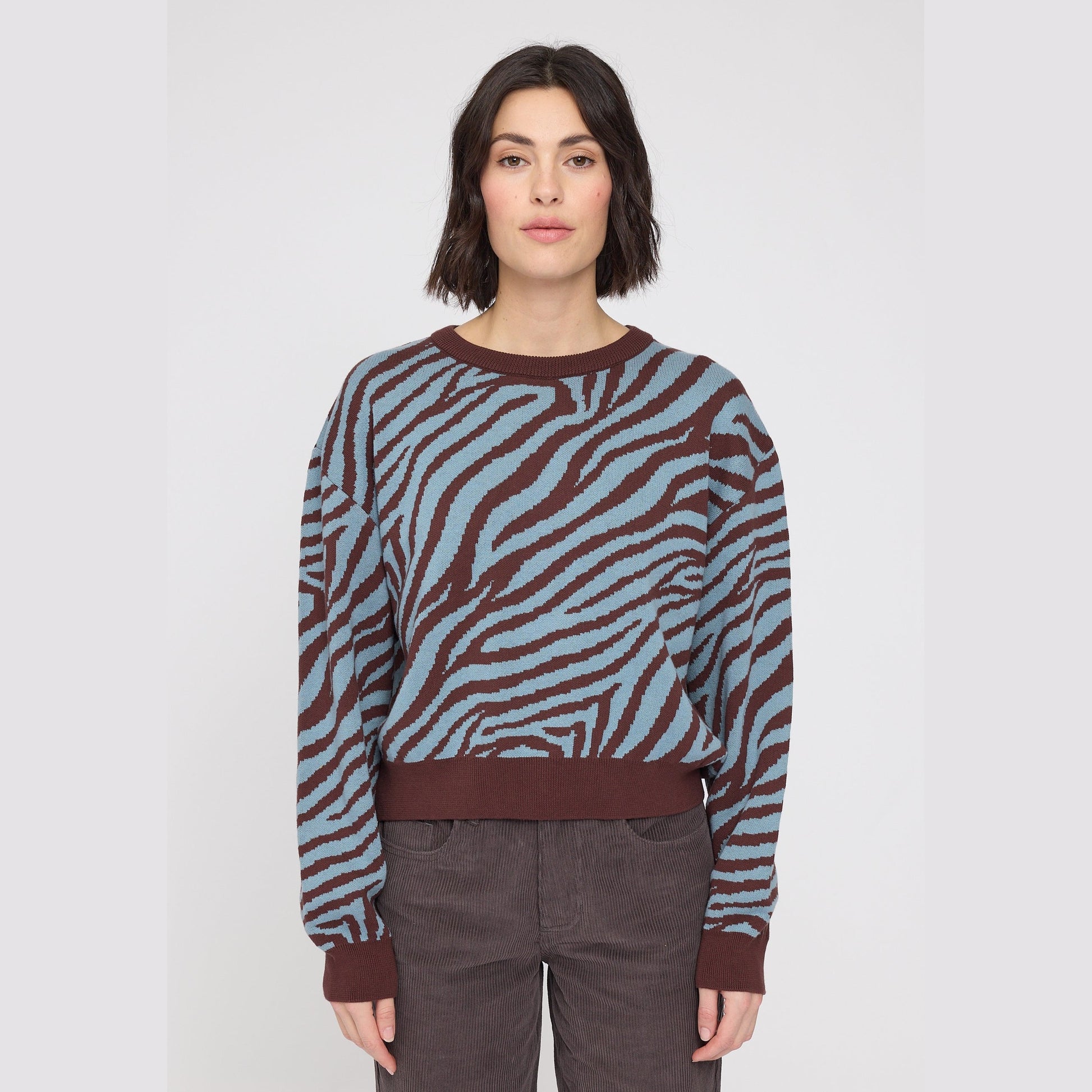 Zebra Strickpullover aus Bio-Baumwolle