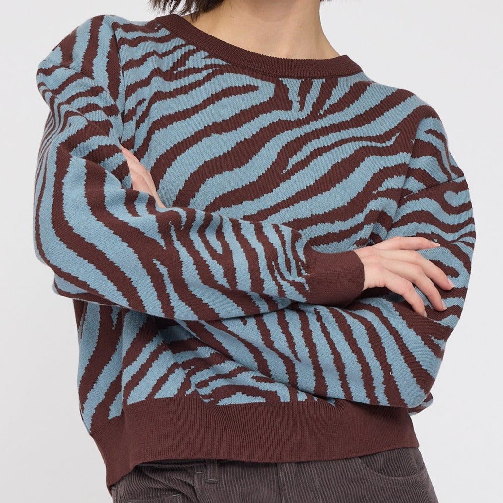 Zebra Strickpullover aus Bio-Baumwolle