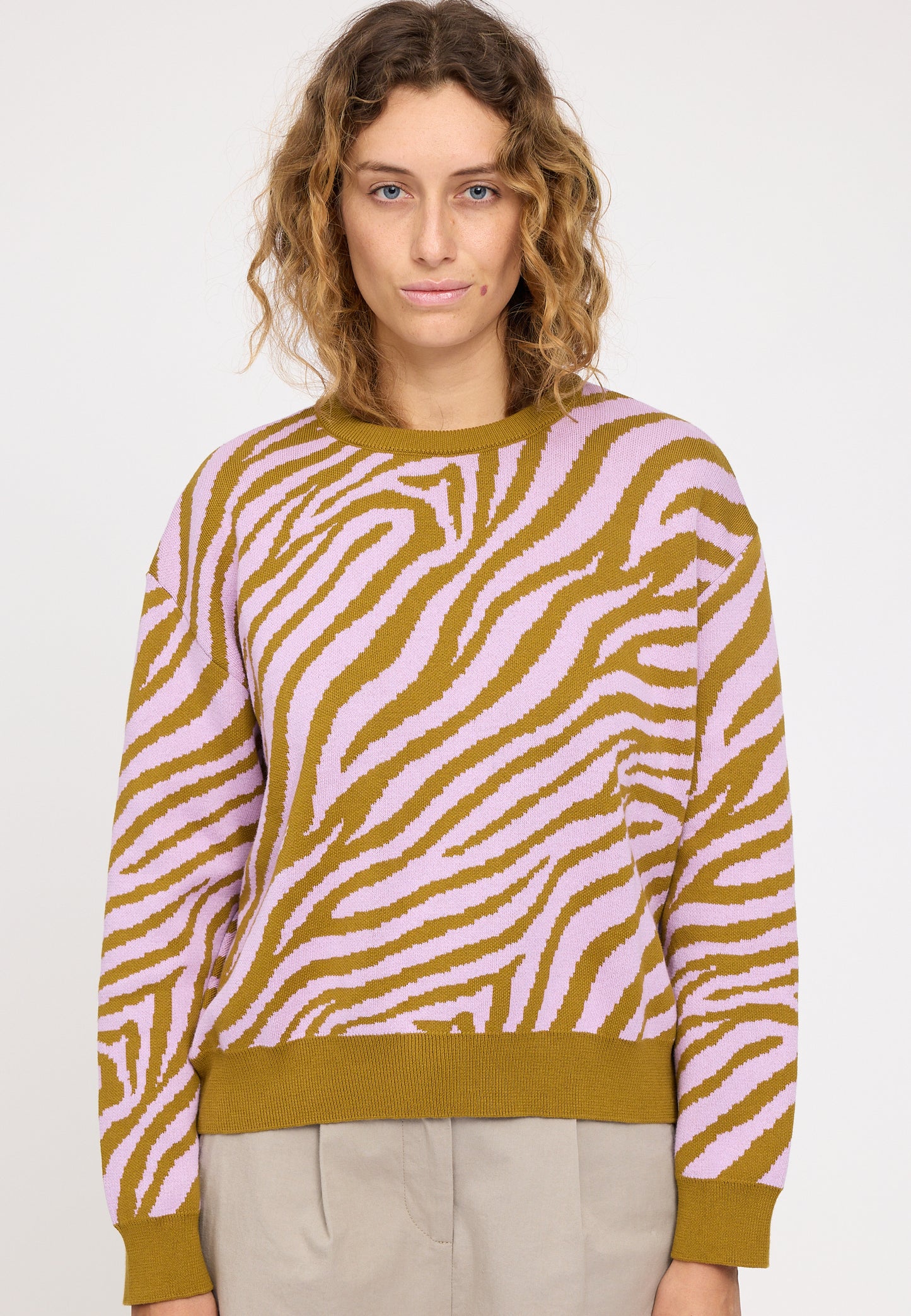 Zebra Strickpullover aus Bio-Baumwolle