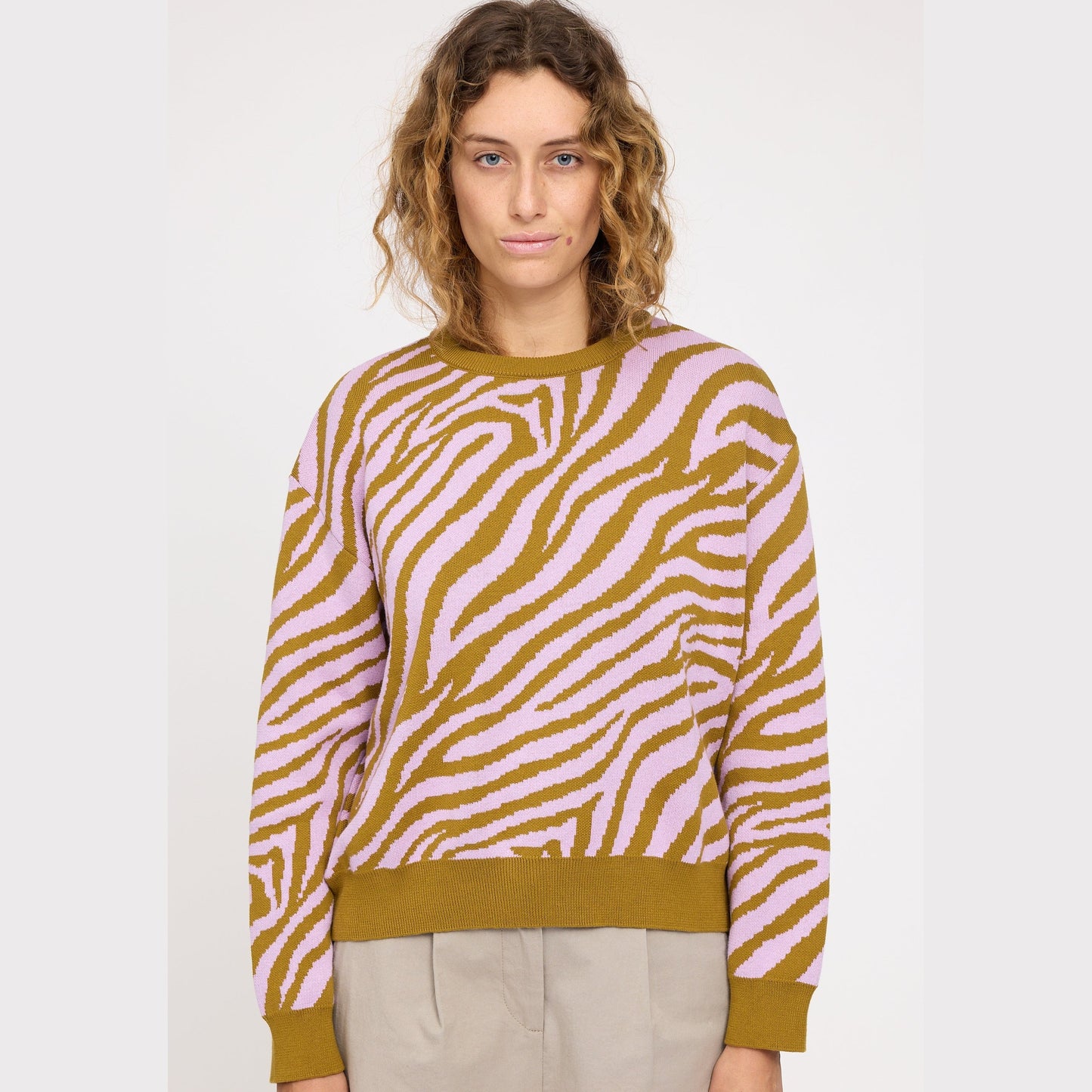 Zebra Strickpullover aus Bio-Baumwolle