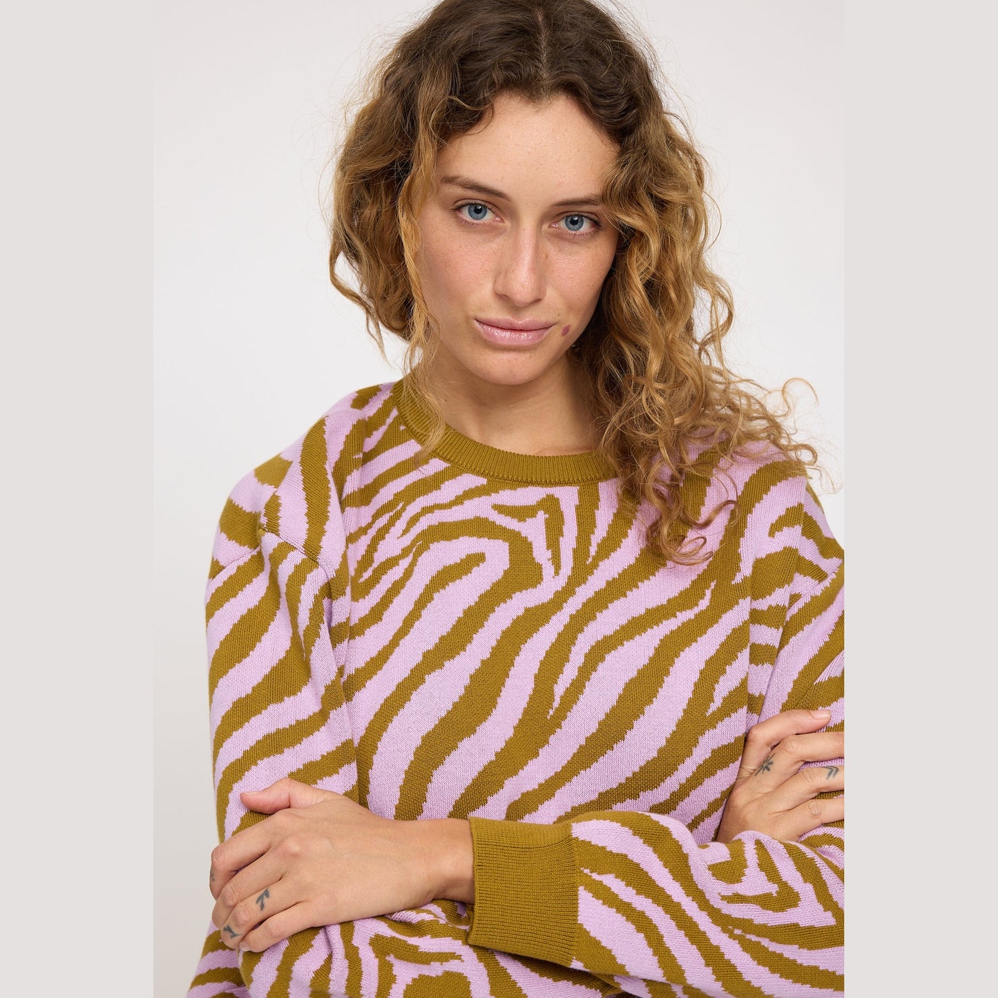 Zebra Strickpullover aus Bio-Baumwolle