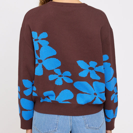 Floral Strickpullover aus Bio-Baumwolle