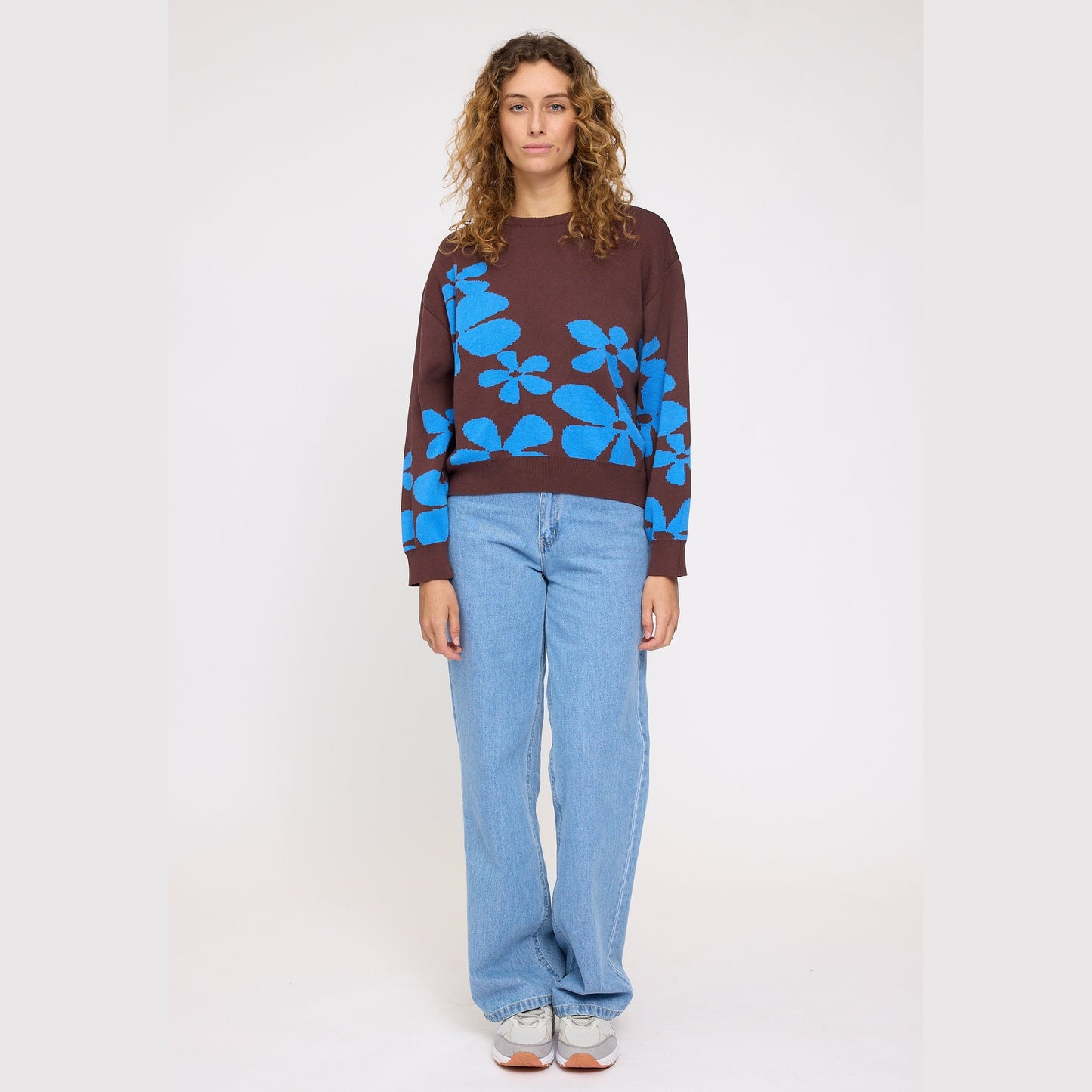 Floral Strickpullover aus Bio-Baumwolle