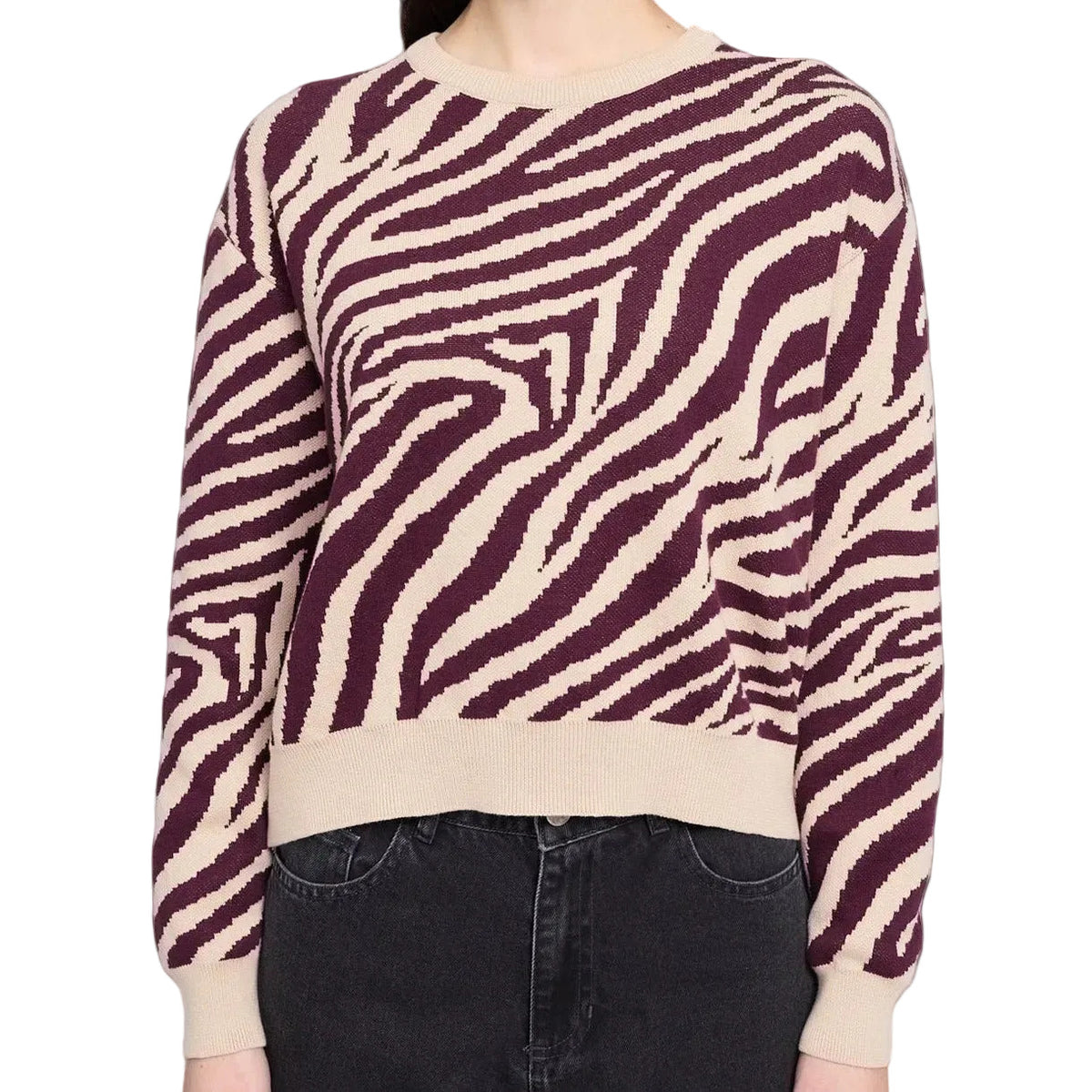 Zebra Strickpullover aus Bio-Baumwolle
