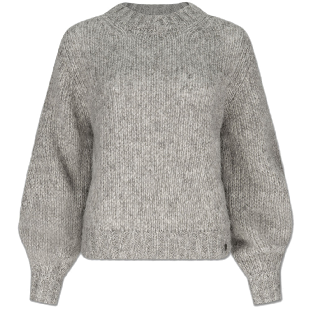 Balloon Sleeve Sweater Grey Chunky Knit Balloon Sleeve Jumper Roman UK