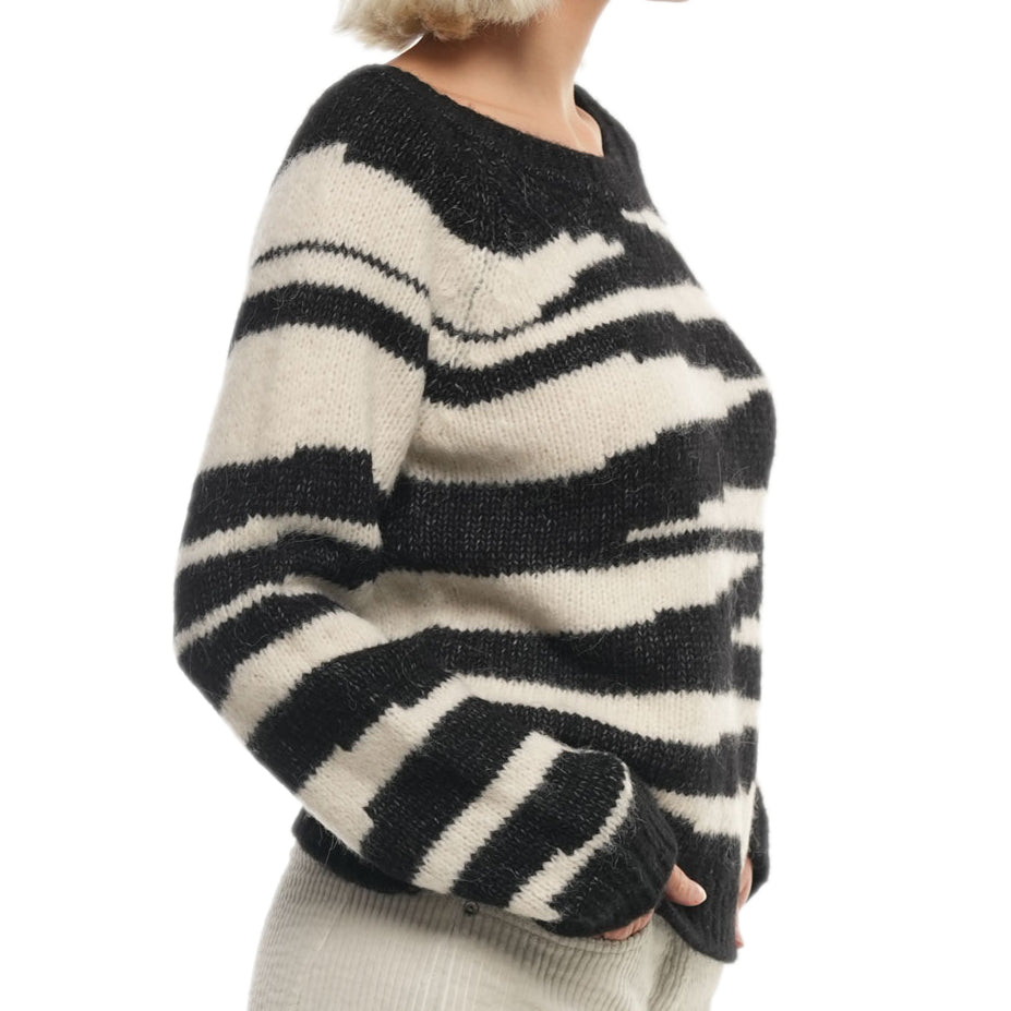 Tiger-Pullover aus Alpaka und Bio-Baumwolle