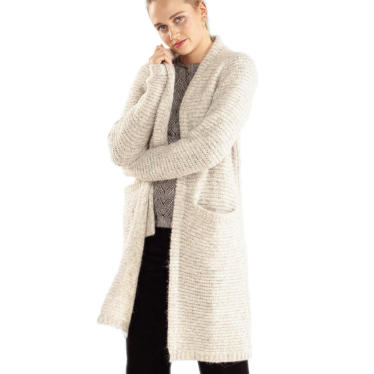 lange Strickjacke aus Alpaka und Bio-Baumwolle