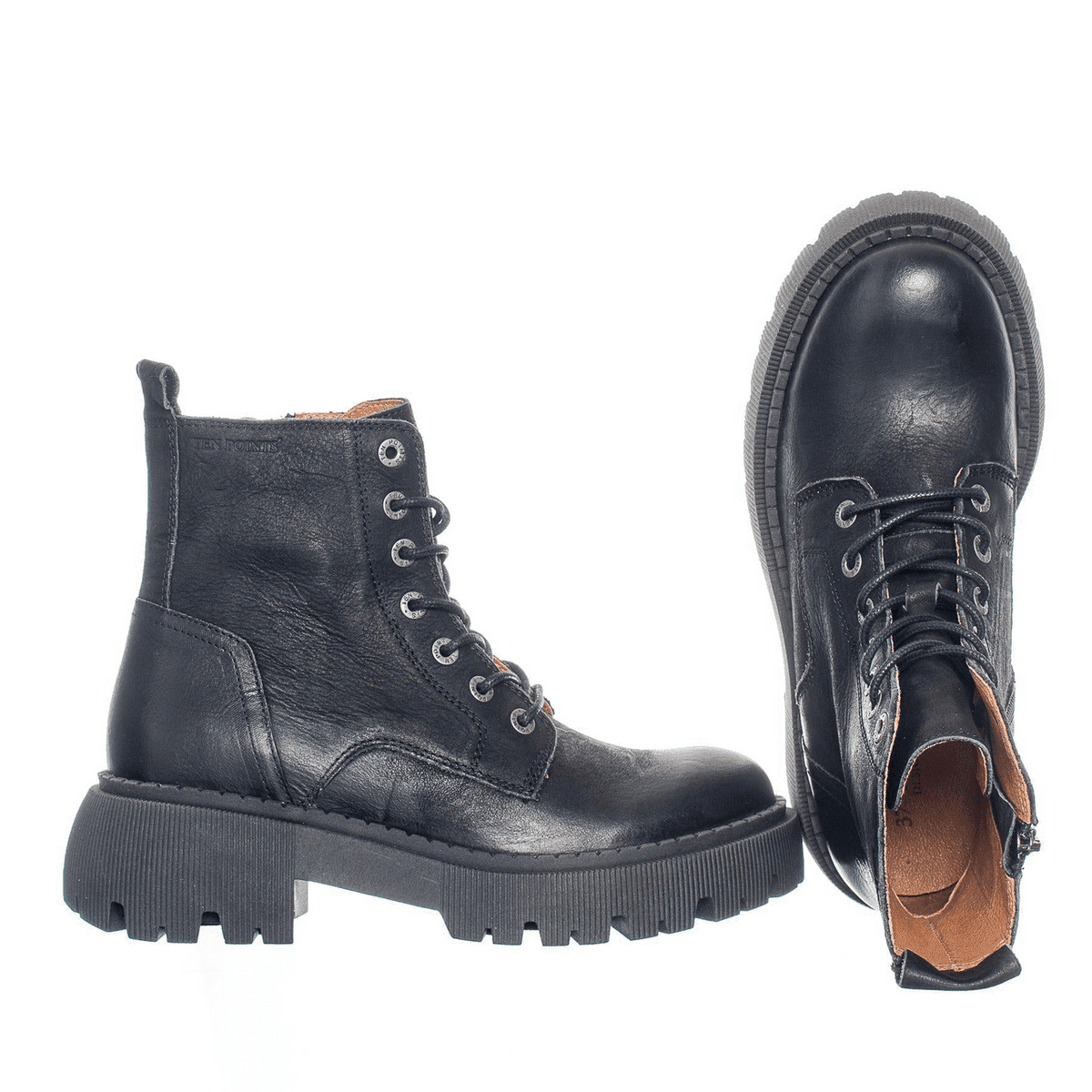 Lace up leather 2025 boots with thick soles