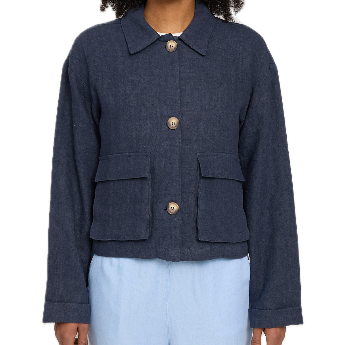kurze Leinen-Jacke