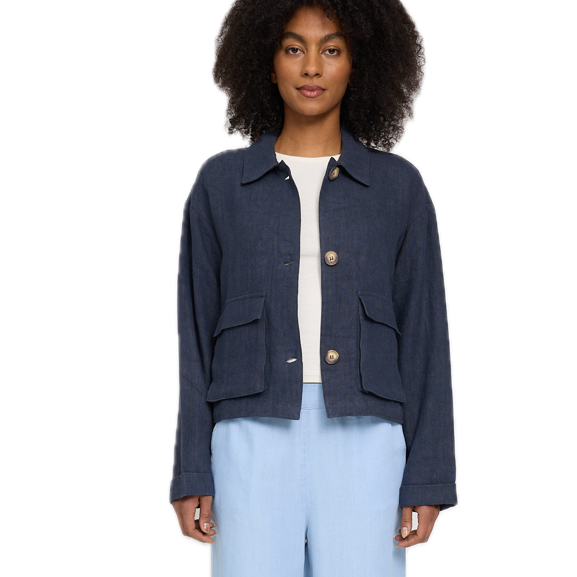 kurze Leinen-Jacke