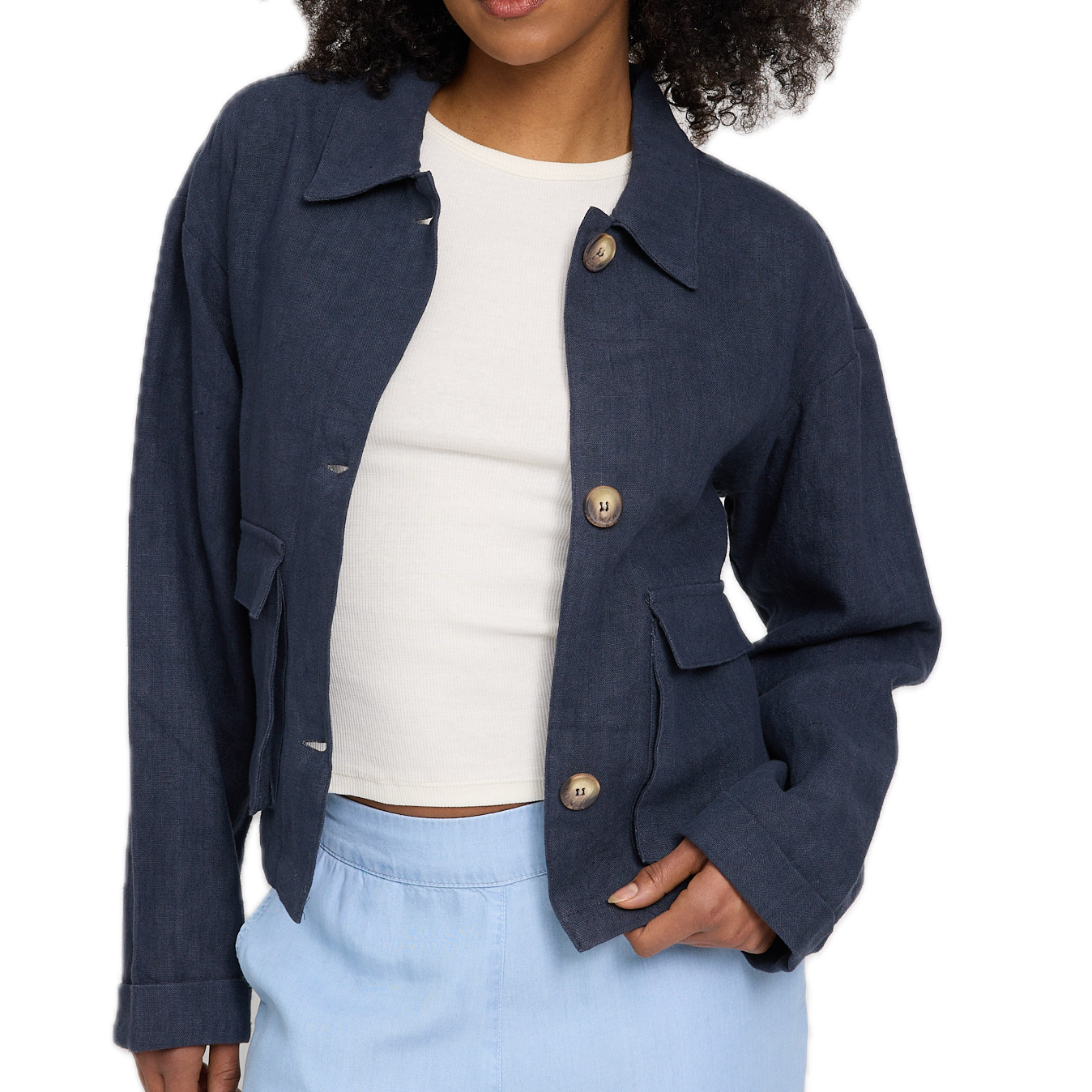 kurze Leinen-Jacke Mazine