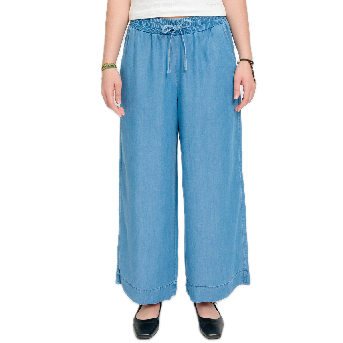 weite Hose aus Lyocell im Denim-Look