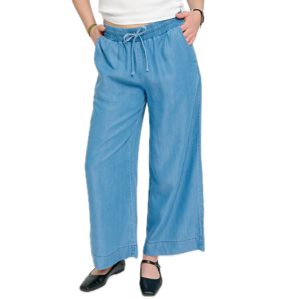 weite Hose aus Lyocell im Denim-Look