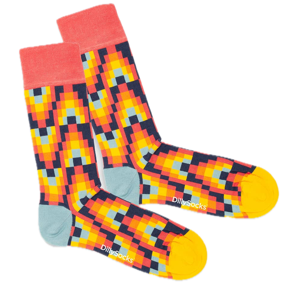 Socken mit Feuer-Pixel-Musterl