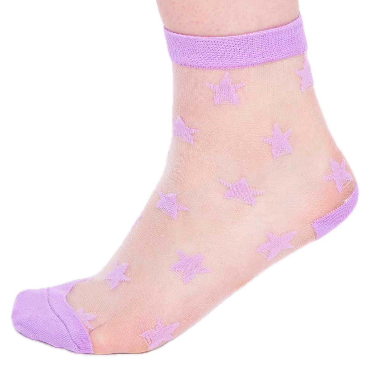 transparente Socken mit eingestrickten Sternen