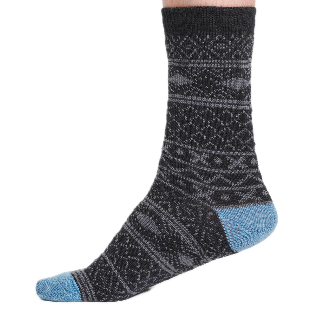 warme Wollsocken mit geometrischen Mustern