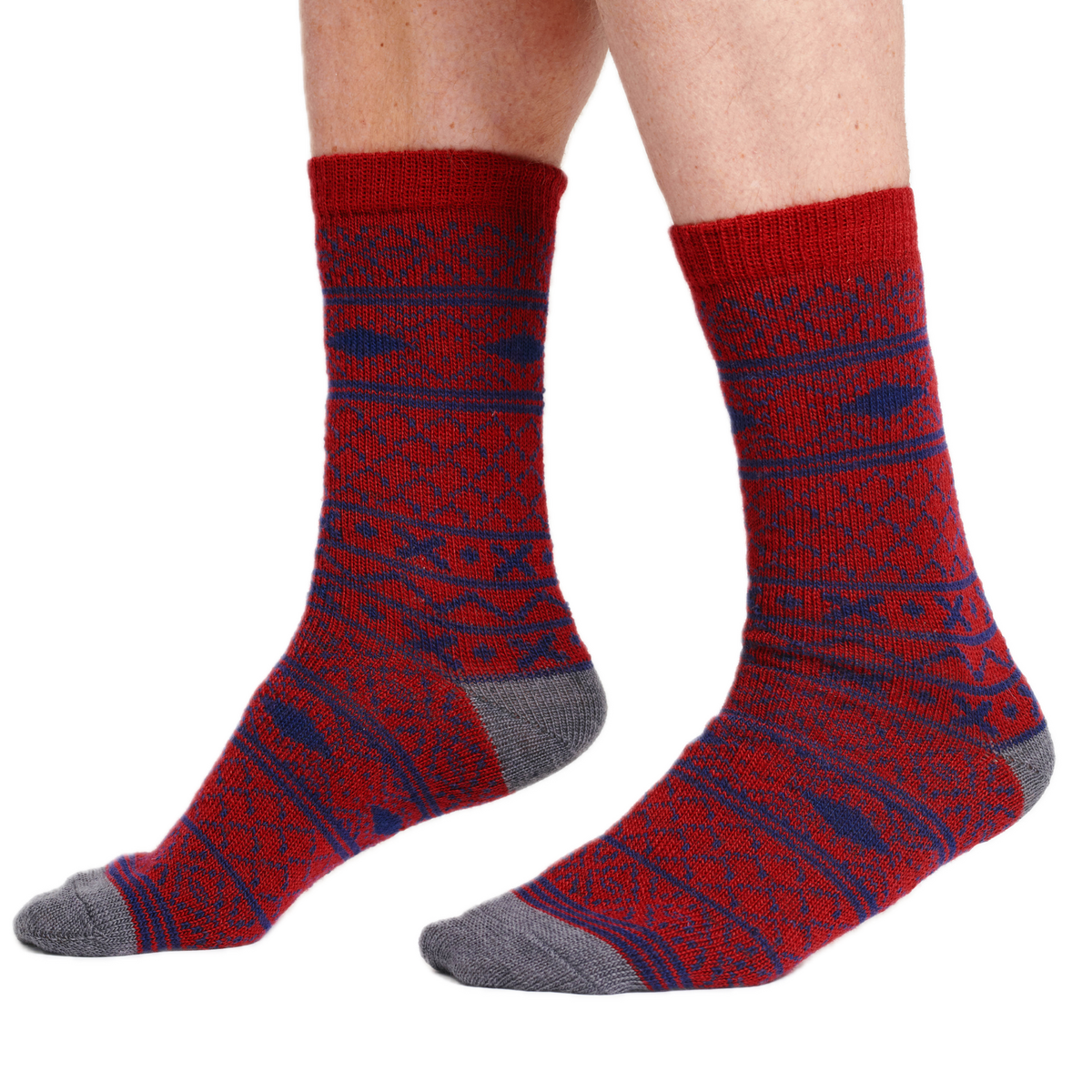 warme Wollsocken mit geometrischen Mustern