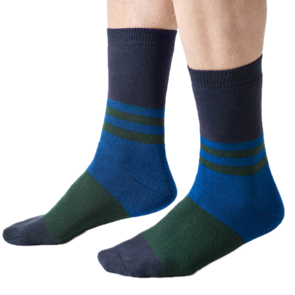 dicke Socken mit eingestrickten Blockstreifen
