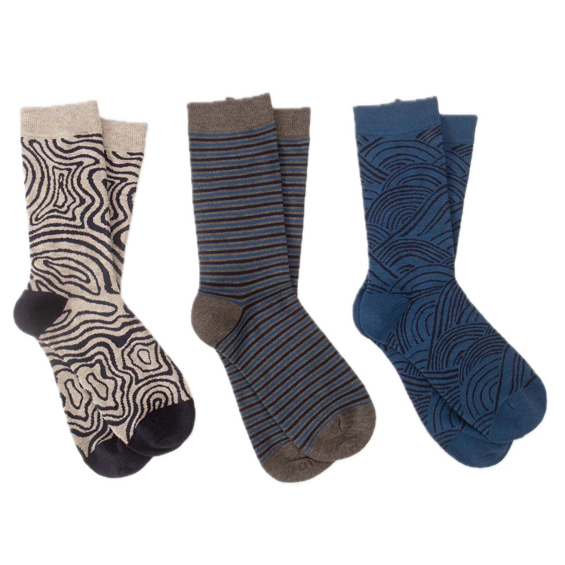 3er-Pack Socken mit Streifen und Mustern