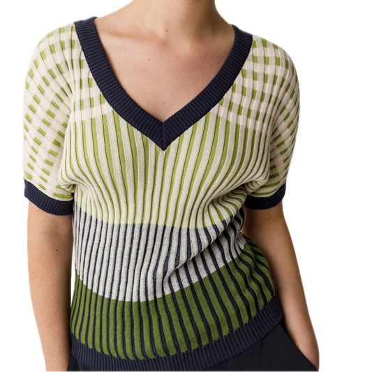 Kloe bunter Kurzarm-Pulli aus Bio-Baumwolle