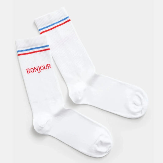 Sportsocken mit Schrift + Streifen
