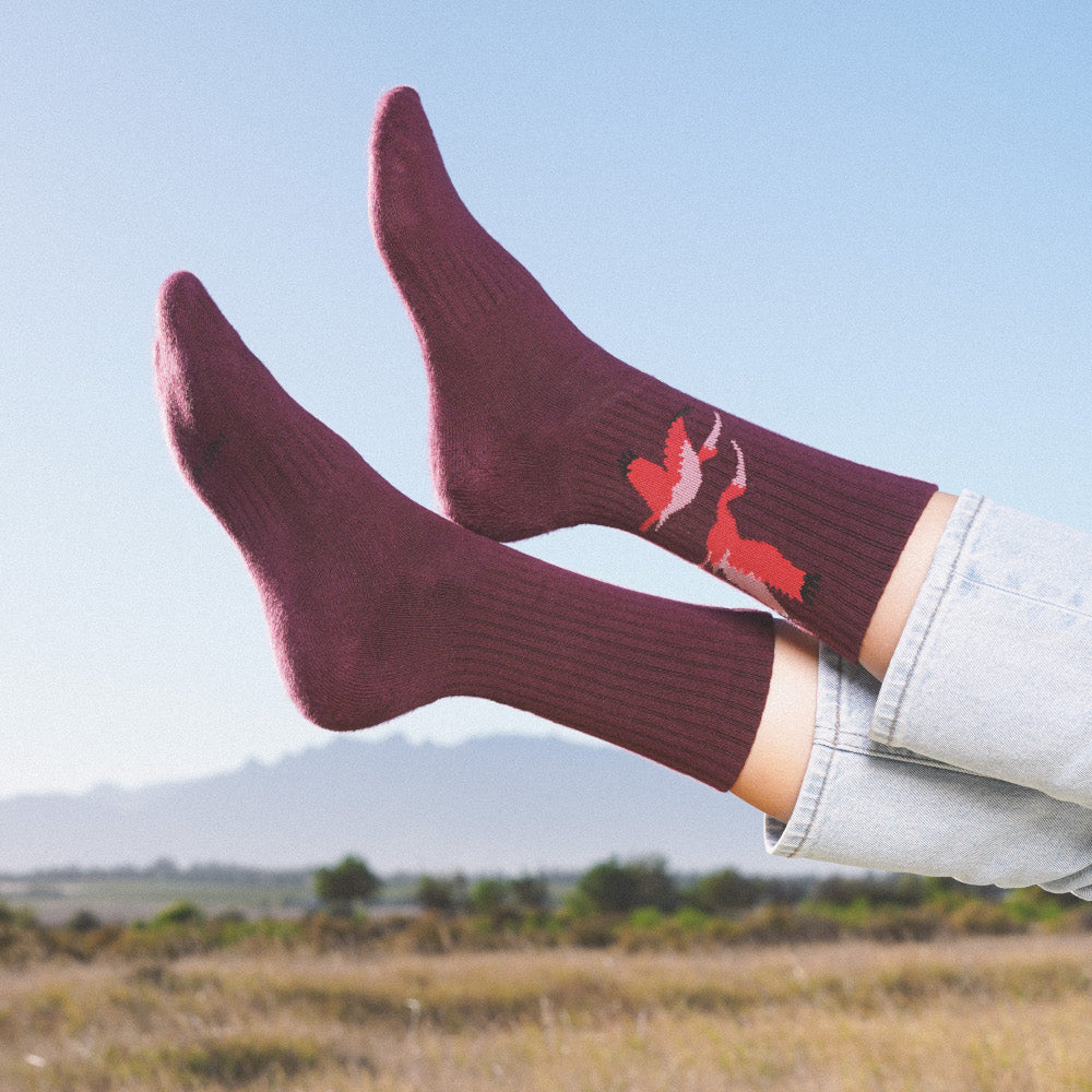 Sportsocken mit eingestrickten Motiven