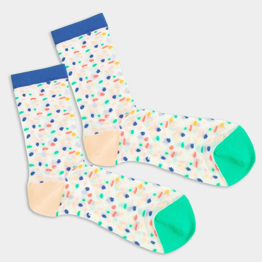 gepunktete halbtransparente Socken