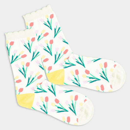 geblümte Socken, Tulpen
