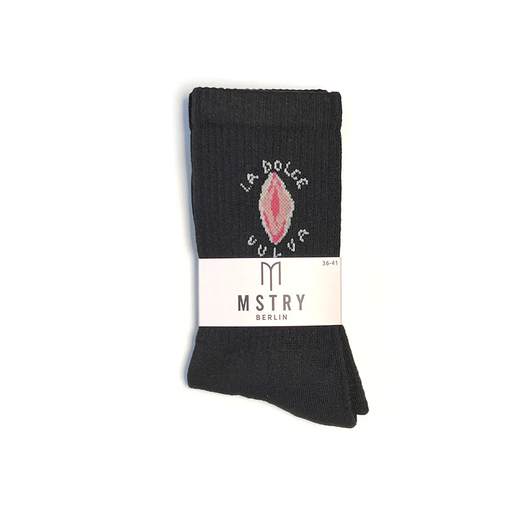 MSTRY Socken mit eingestricktem Statement