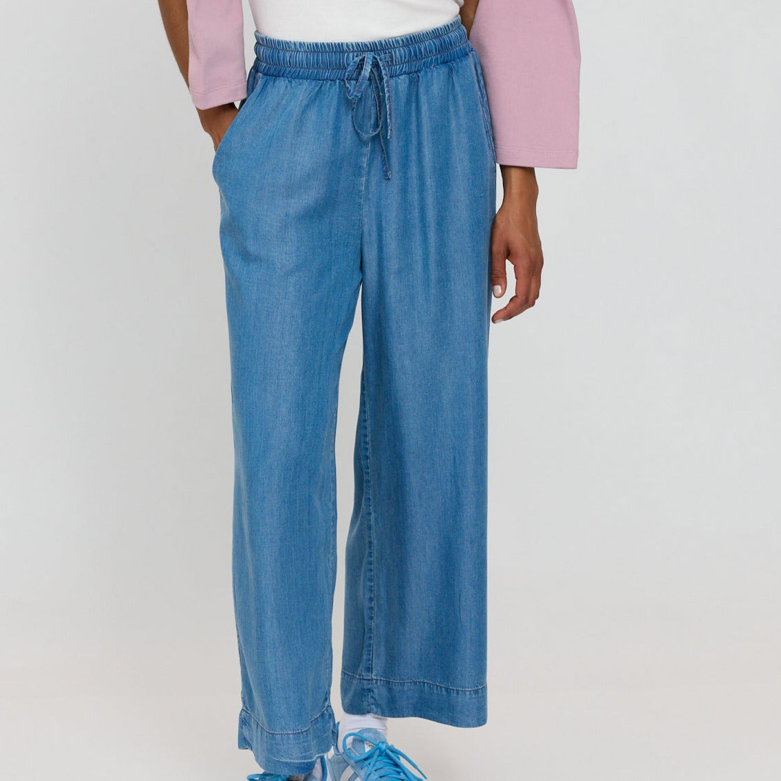 weite Hose aus Lyocell im Denim-Look