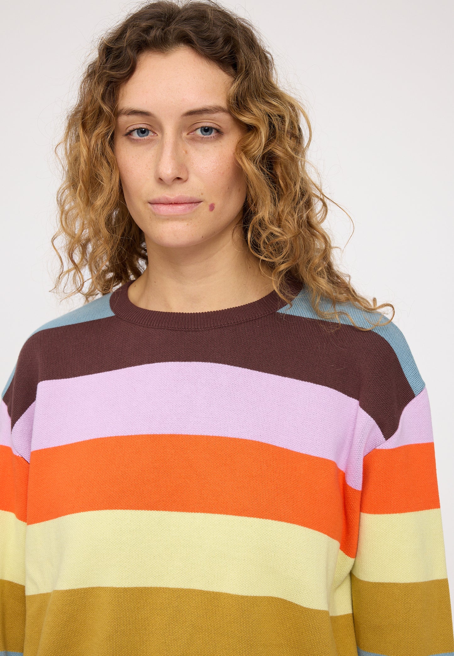 Striped knit sweater made of organic cotton
