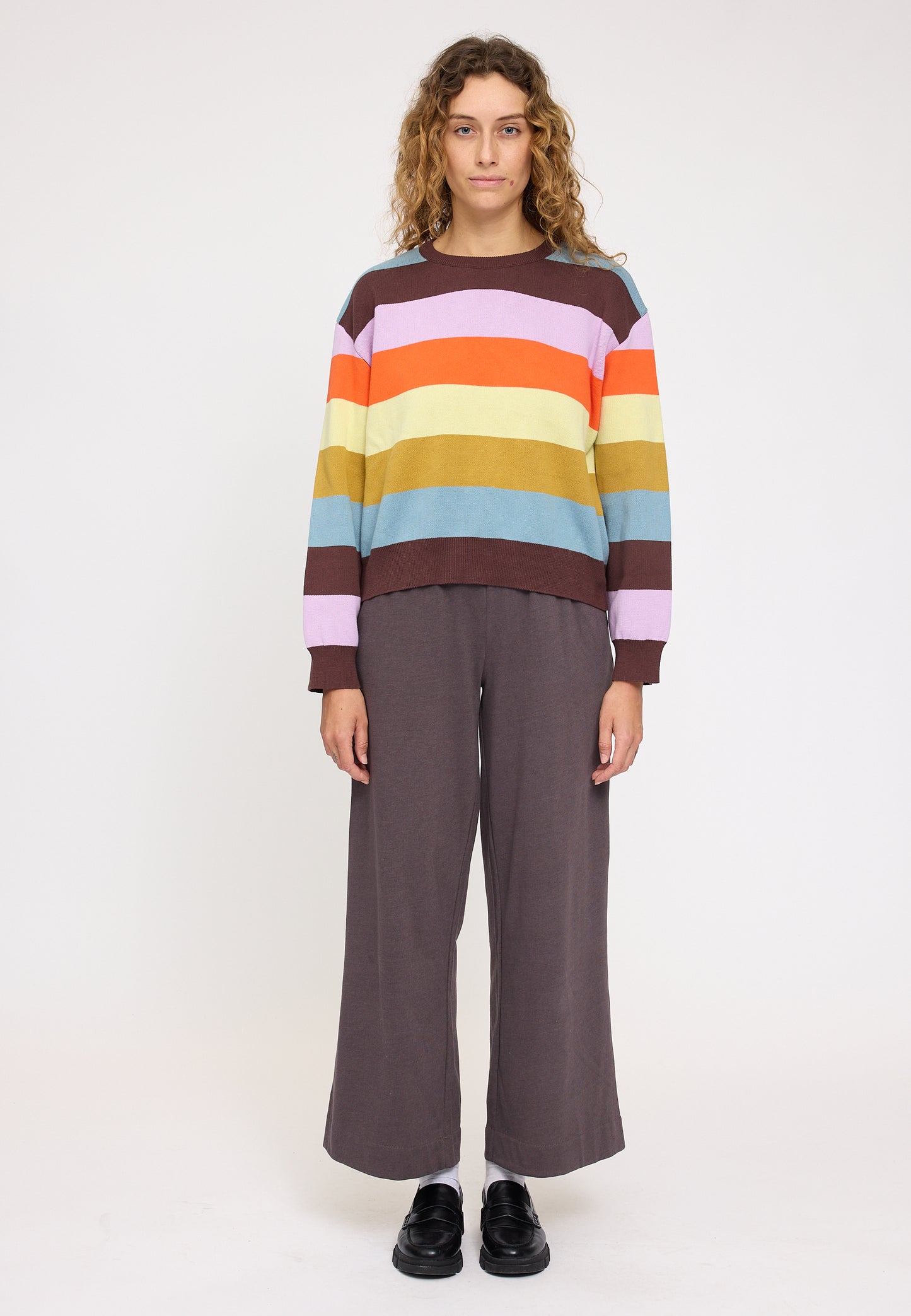 Striped knit sweater made of organic cotton