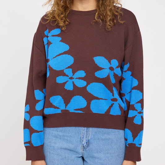 Floral knitted sweater made of organic cotton