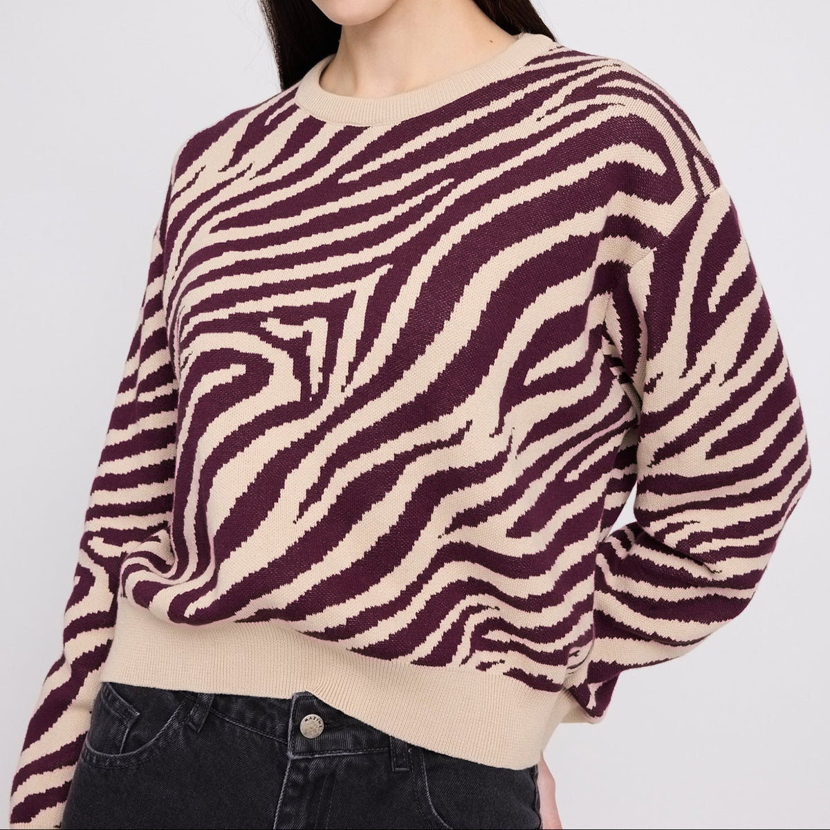 Zebra Strickpullover aus Bio-Baumwolle