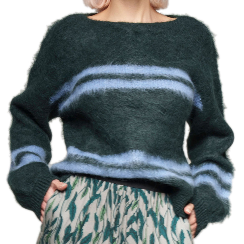 Brushed Stripe, flauschiger Pullover aus Alpaka