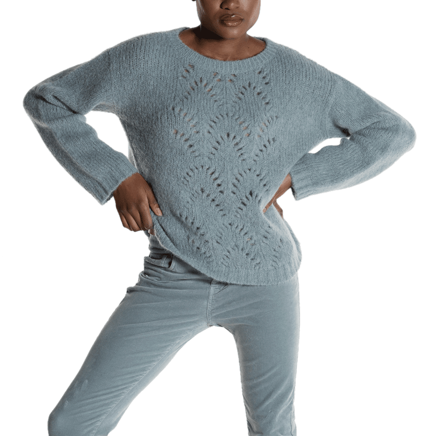 Ajour sweater made from alpaca and organic cotton