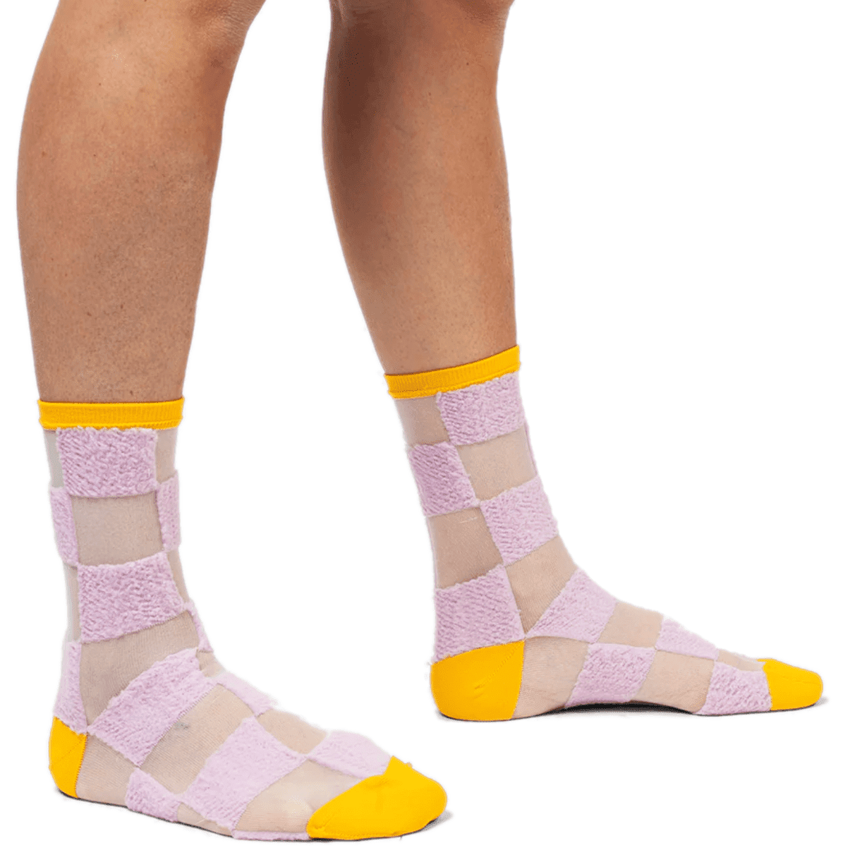 checked semi-transparent socks