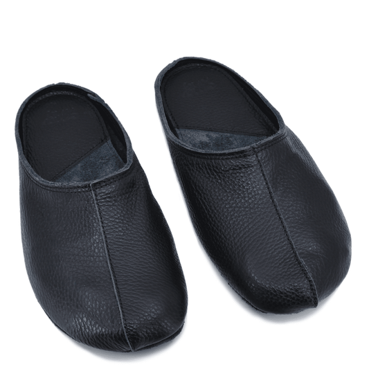 Leather slippers made from leftovers