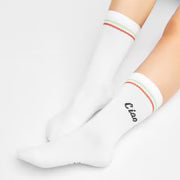 Sportsocken mit Schrift + Streifen