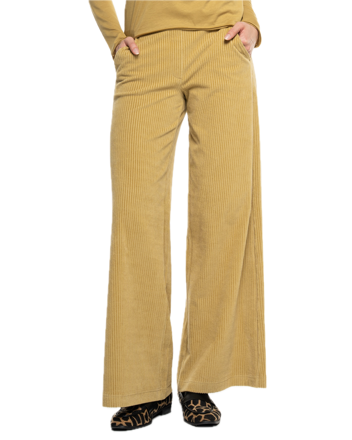 Knitted corduroy trousers with a slight flare