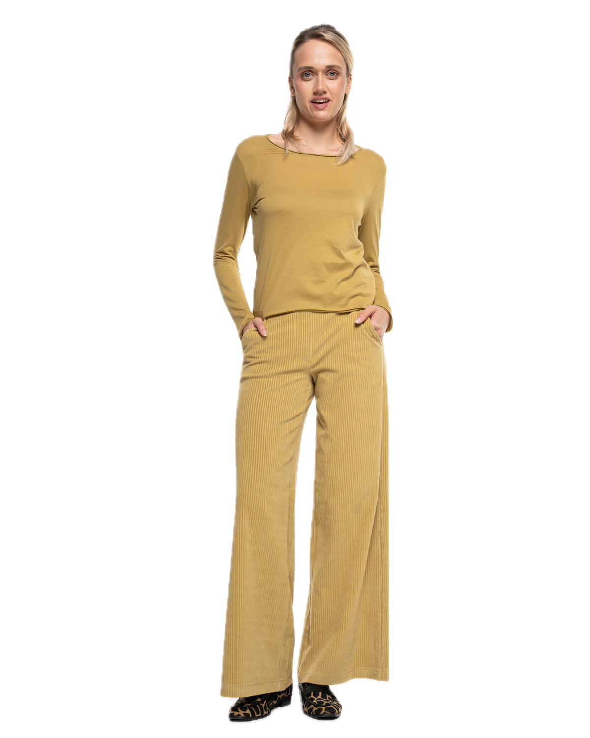 Knitted corduroy trousers with a slight flare