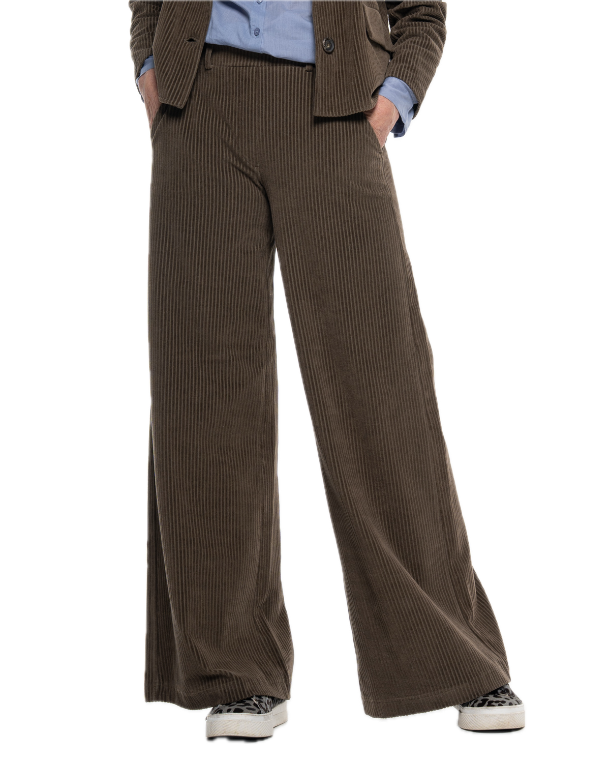 Knitted corduroy trousers with a slight flare