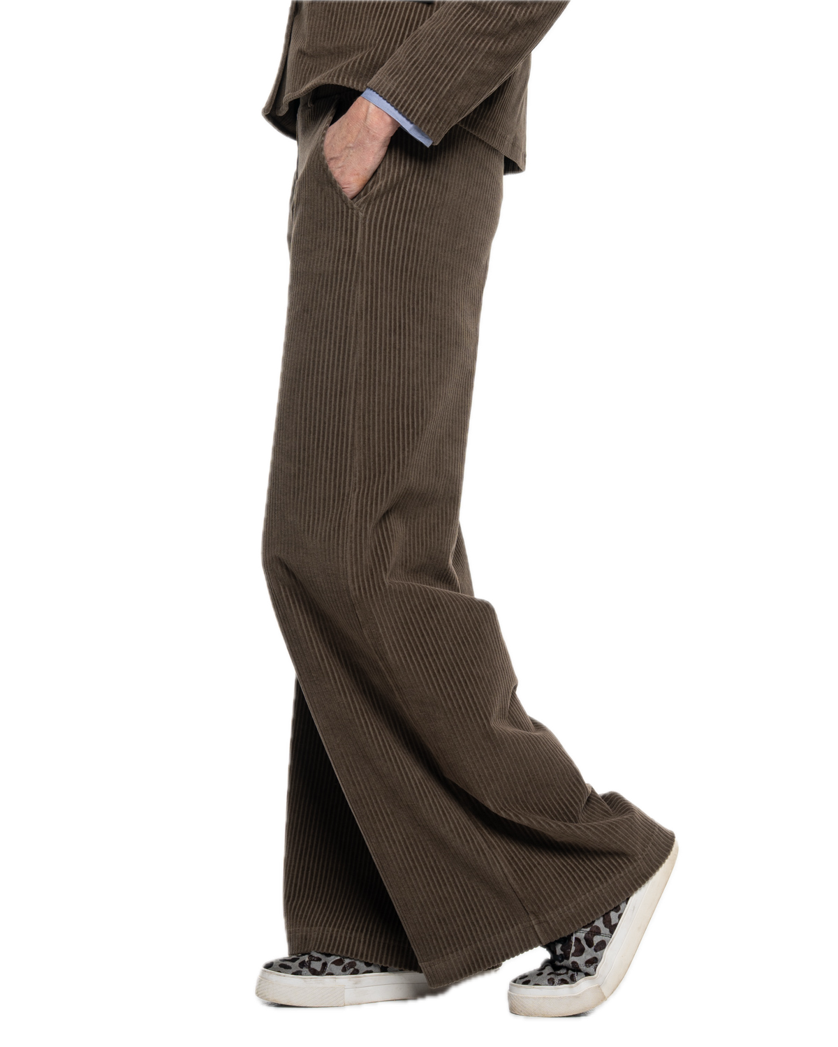 Knitted corduroy trousers with a slight flare
