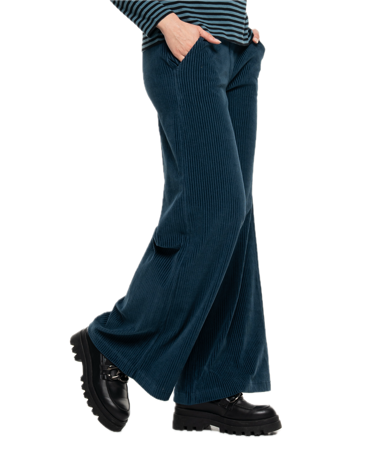 Knitted corduroy trousers with a slight flare