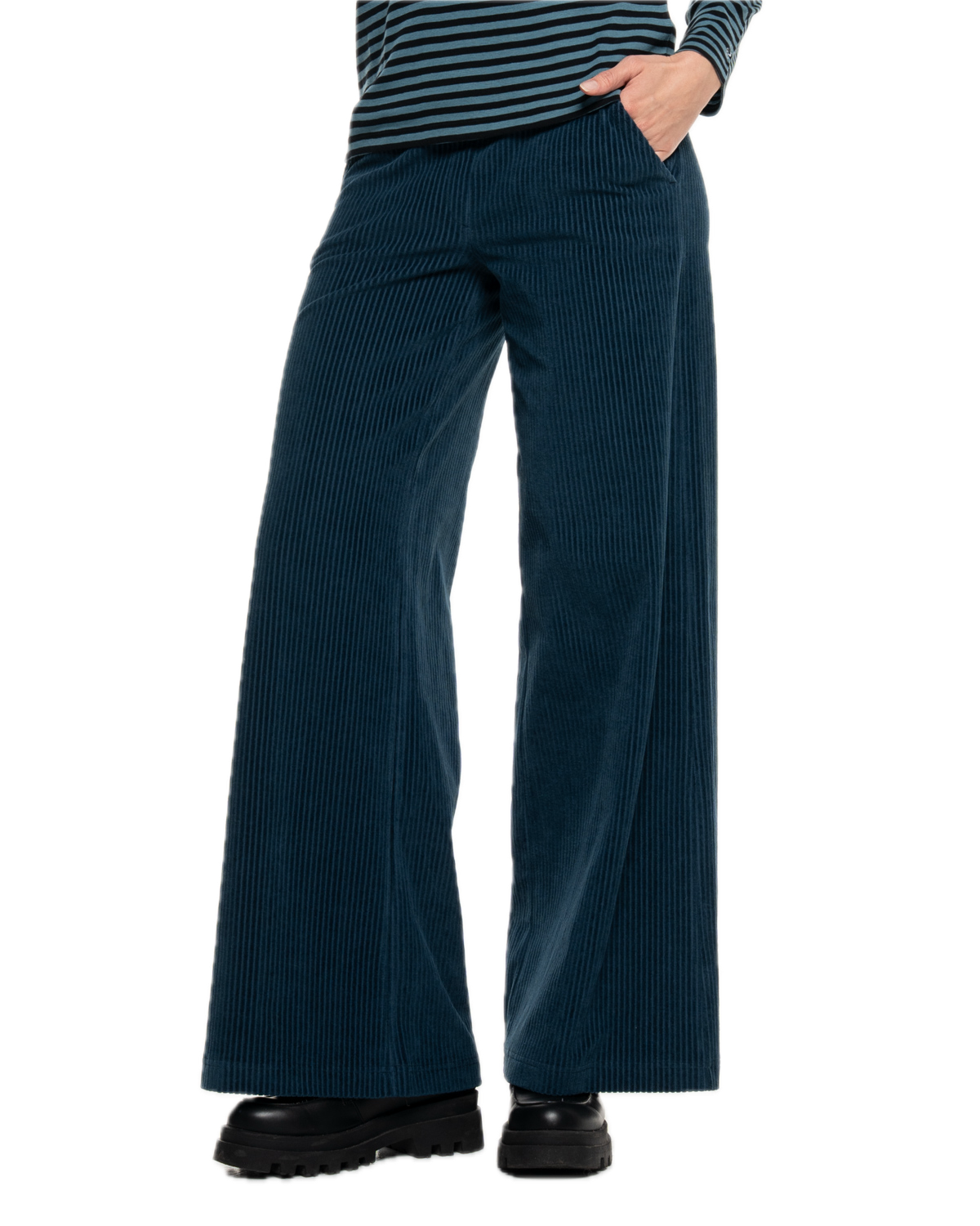 Knitted corduroy trousers with a slight flare