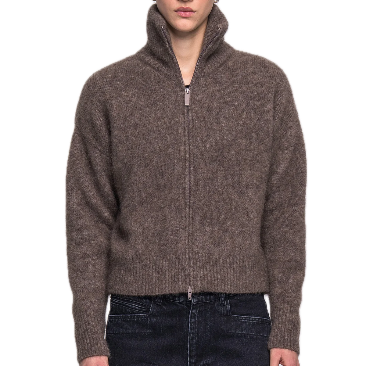 Kuschel-Cardigan mit Zip aus Mohair und Lammwolle