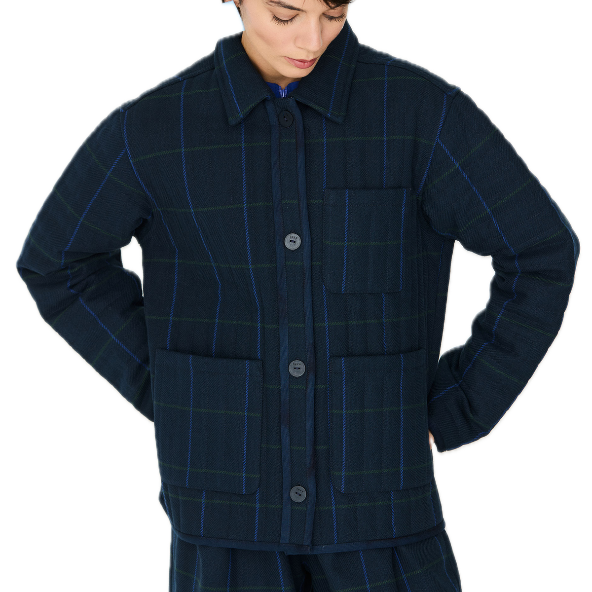 Loredi wattierte Karo-Jacke aus Bio-Baumwolle