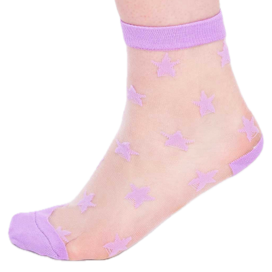 transparente Socken mit eingestrickten Sternen