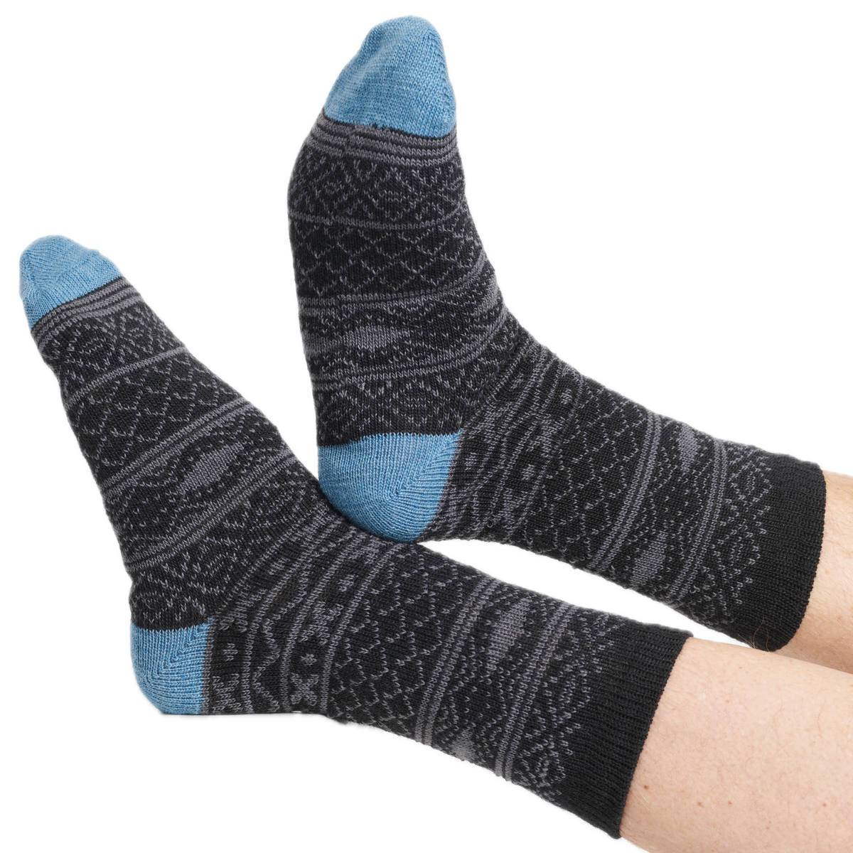 warme Wollsocken mit geometrischen Mustern
